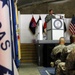 Army Sgt. First Class Raleigh Sell, the protocol non-commissioned officer in charge from Combined Joint Task Force 82, performs emcee duties during a Veterans Day Ceremony Nov. 11. Sell is deployed from Fort Bragg, N.C., and hails from Griffith, Ind.