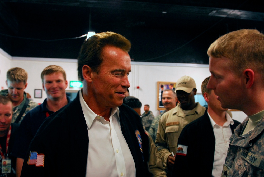 Arnold Schwarzenegger visits Soldiers in Baghdad