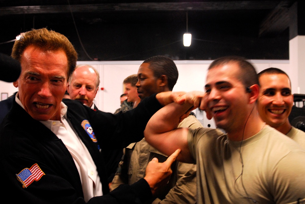 Arnold Schwarzenegger visits Soldiers in Baghdad