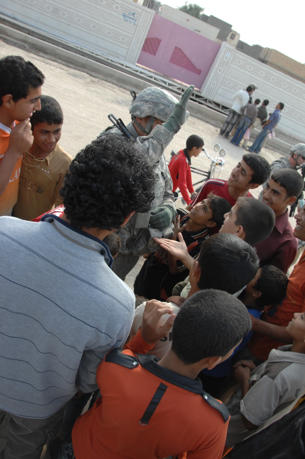 Soldiers visit, inspect school
