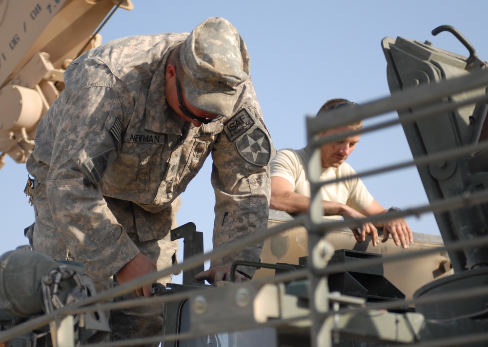 Maintenance on a Stryker