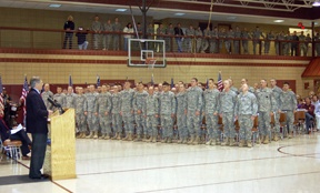 Crowd gathers to say farewell to three groups of North Dakota Soldiers