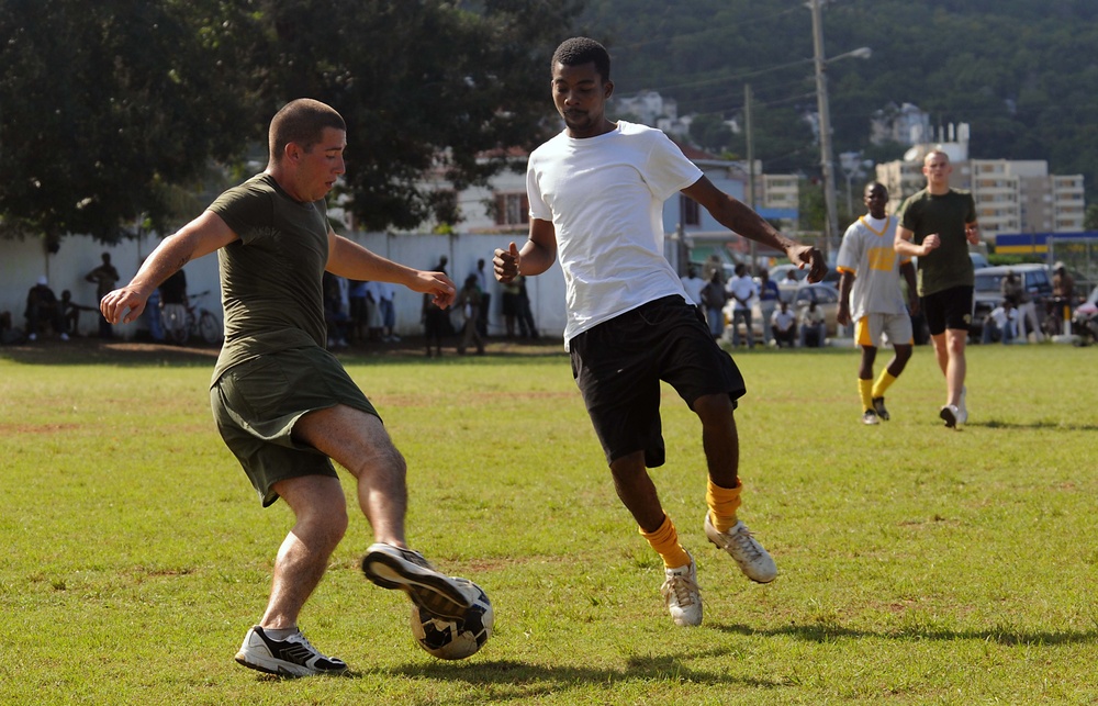 Wasp Marines Kick Start Busy Day With Soccer Match