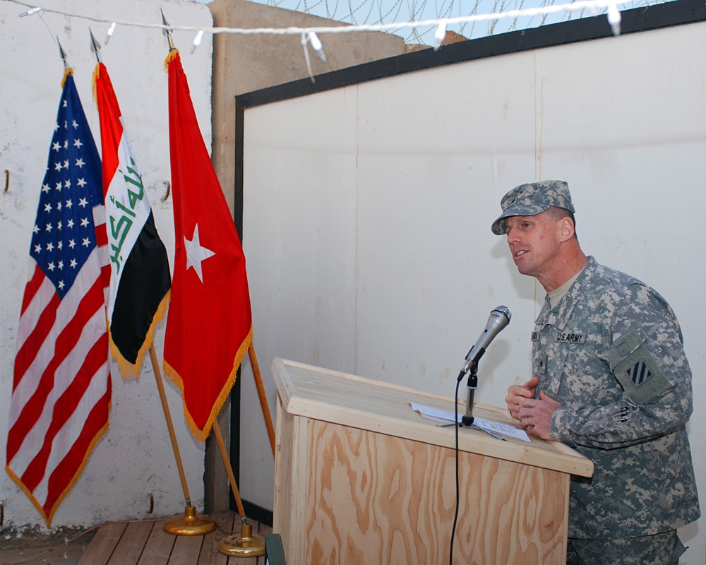 Brig. Gen. Vandal speaks during 3rd Infantry Division combat patch ceremony