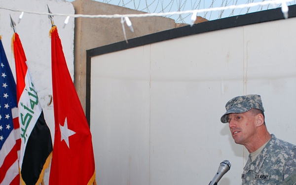 Brig. Gen. Vandal speaks during 3rd Infantry Division combat patch ceremony