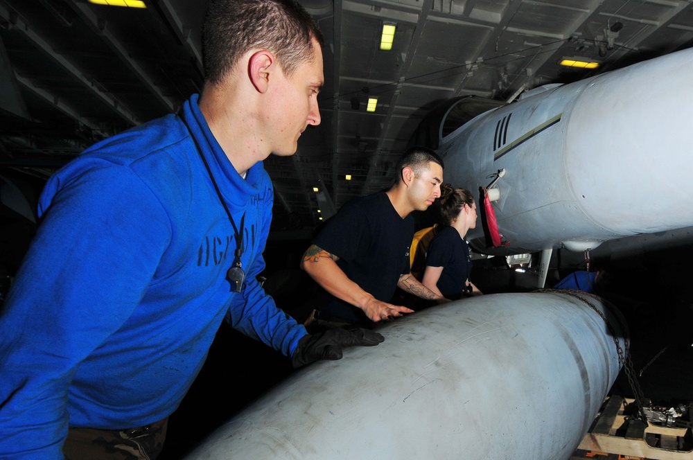 USS Nimitz move fuel drop tank