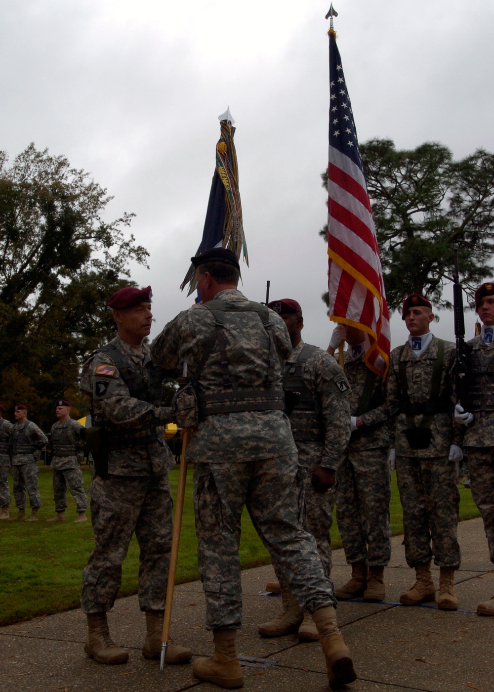 Lt. Gen. Frank G. Helmick changes command with Gen. Charles C. Campbell