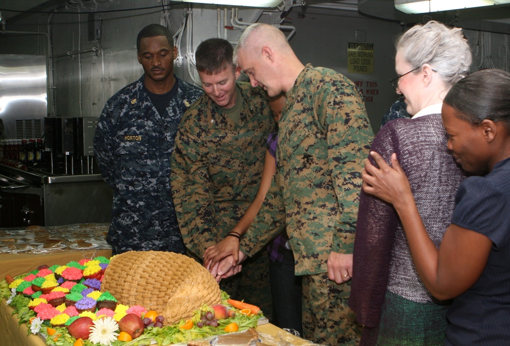 22nd MEU celbrates Thanksgiving aboard USS Bataan