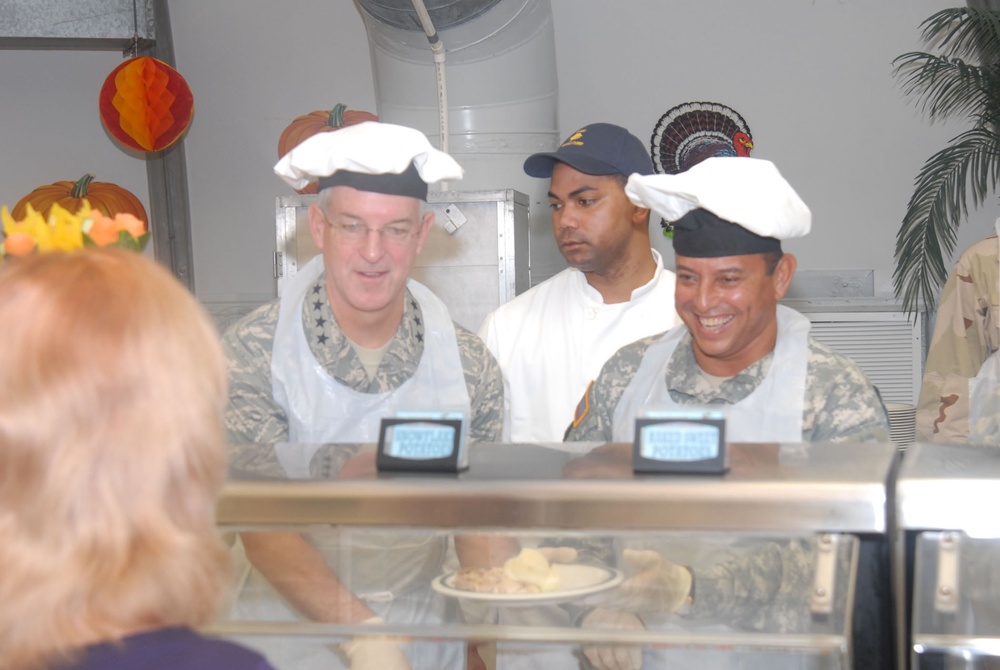 Gen. Fraser and Gen. O'Ferrall Serve Thanksgiving Dinner to JTF Guantanamo Service Members