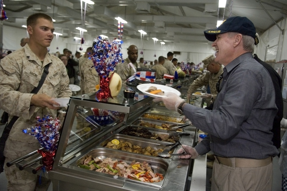Secretary of the Navy visits service members on Thanksgiving