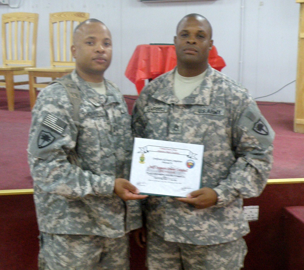 Soldier graduates from Basic NCO Course in Iraq