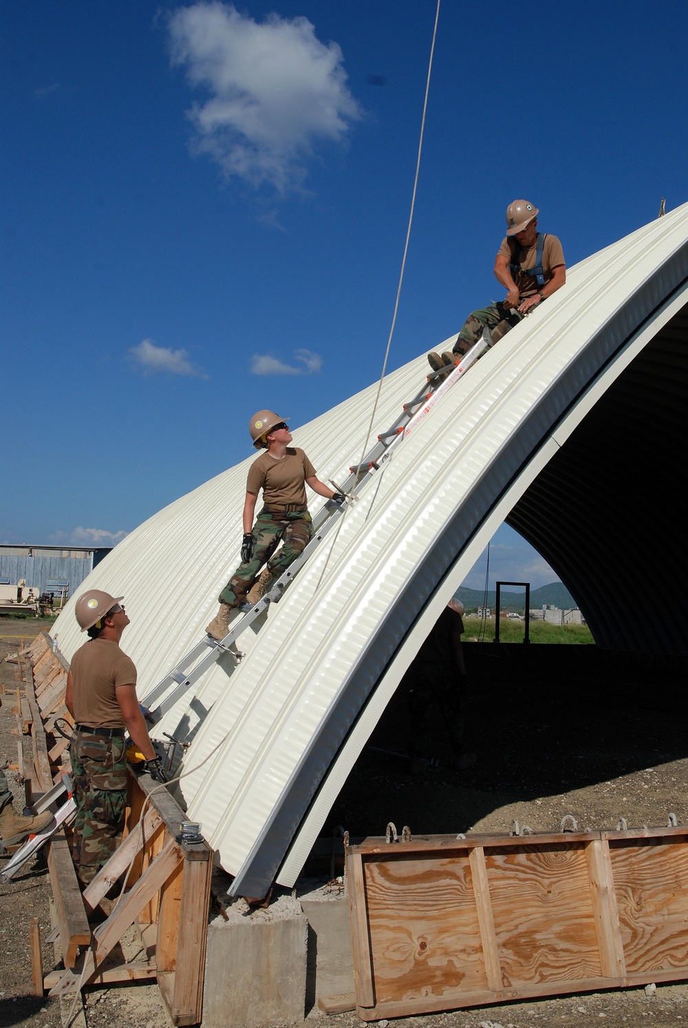 NMCB-25 Seabees Assemble a Building at Guantanamo Bay