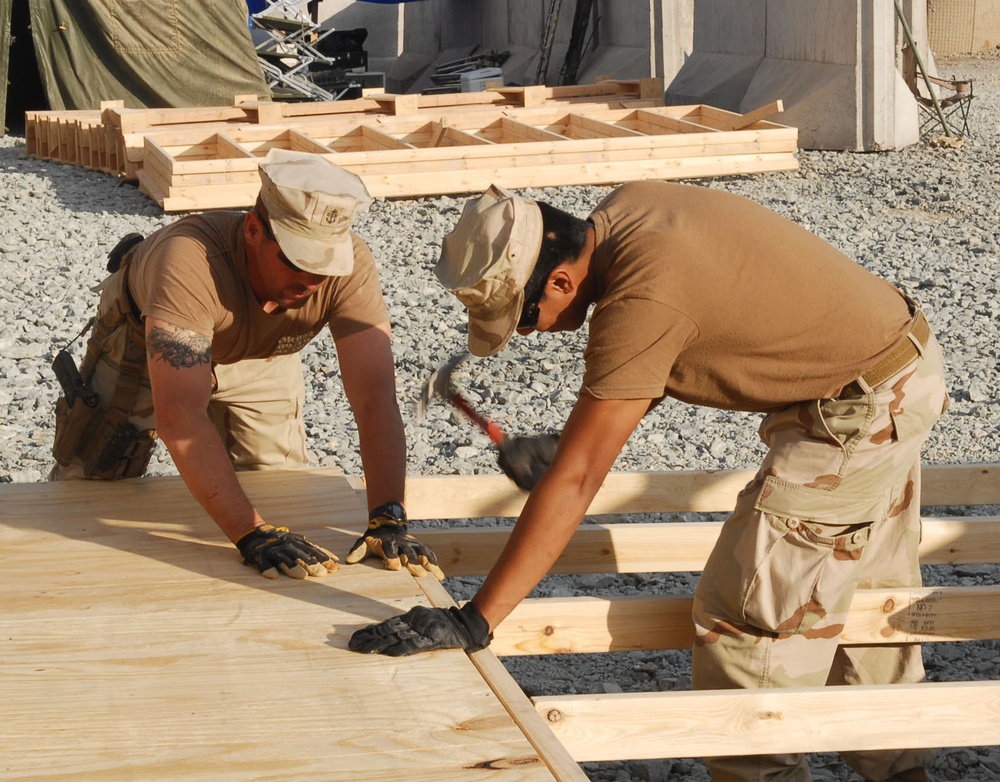 Seabees and Soldiers Work Together to Improve Base