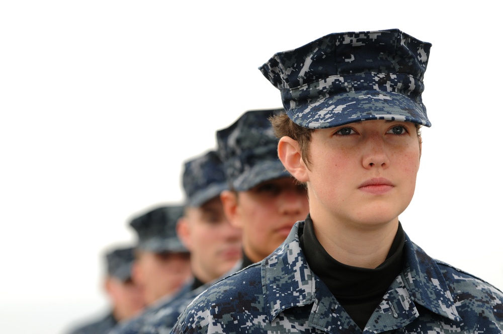 Sailors head to the mess hall