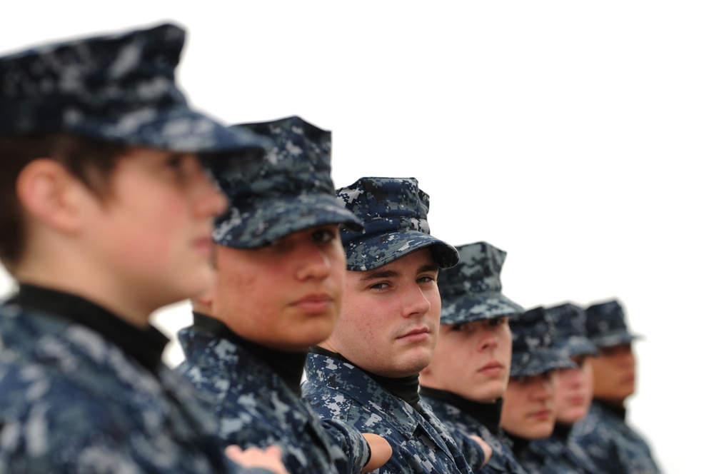 Sailors head to the mess hall