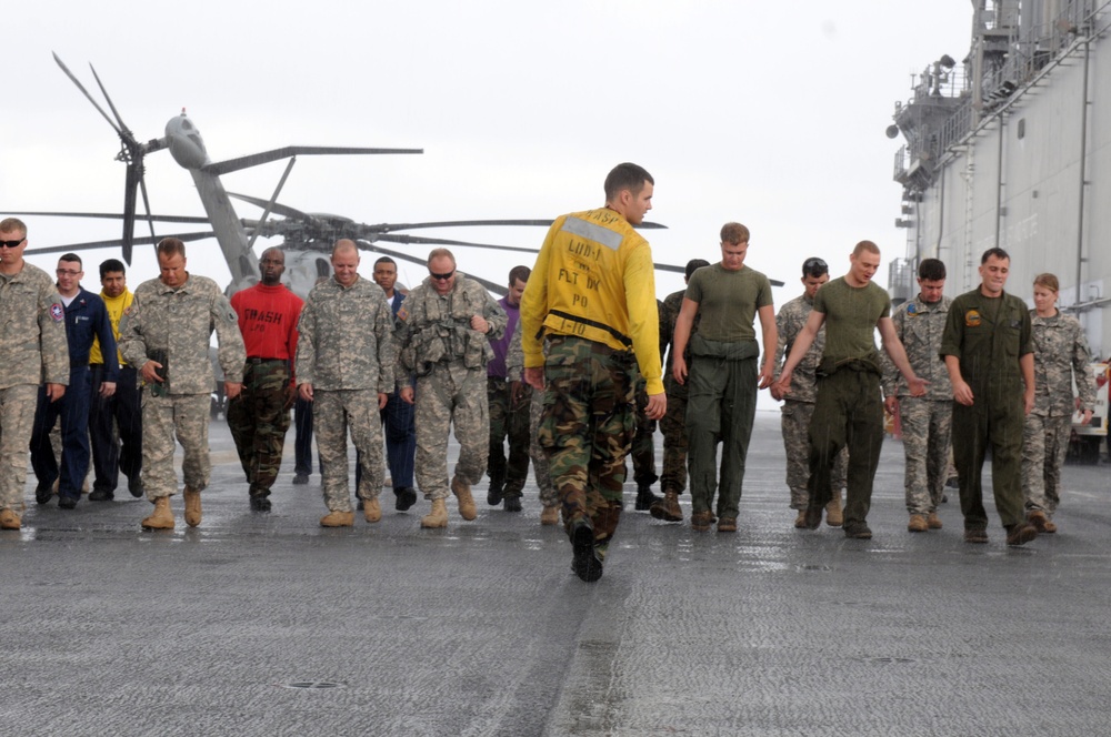 USS Wasp members conduct foreign object damage walk-down