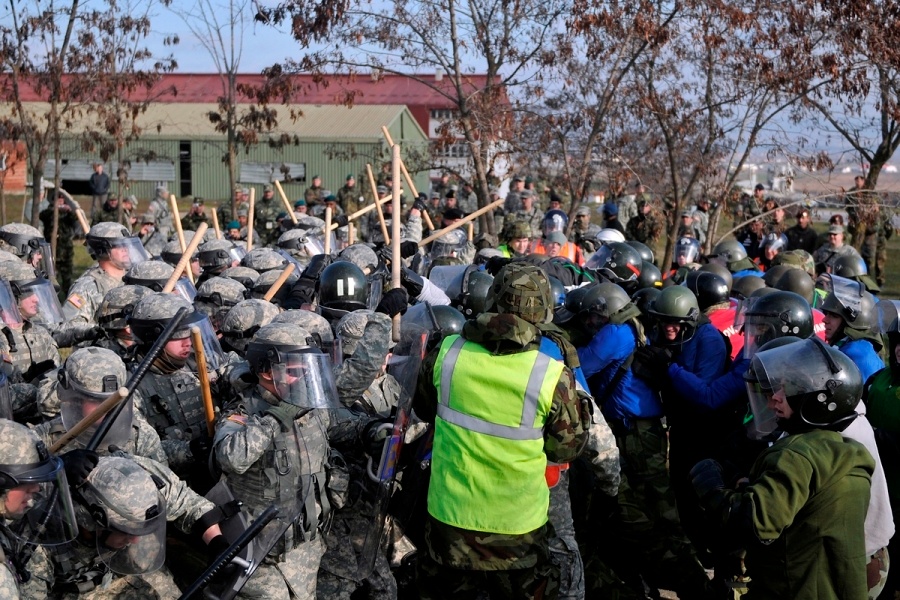 Riot Control: KFOR Soldiers combine forces to master art of quelling hostility