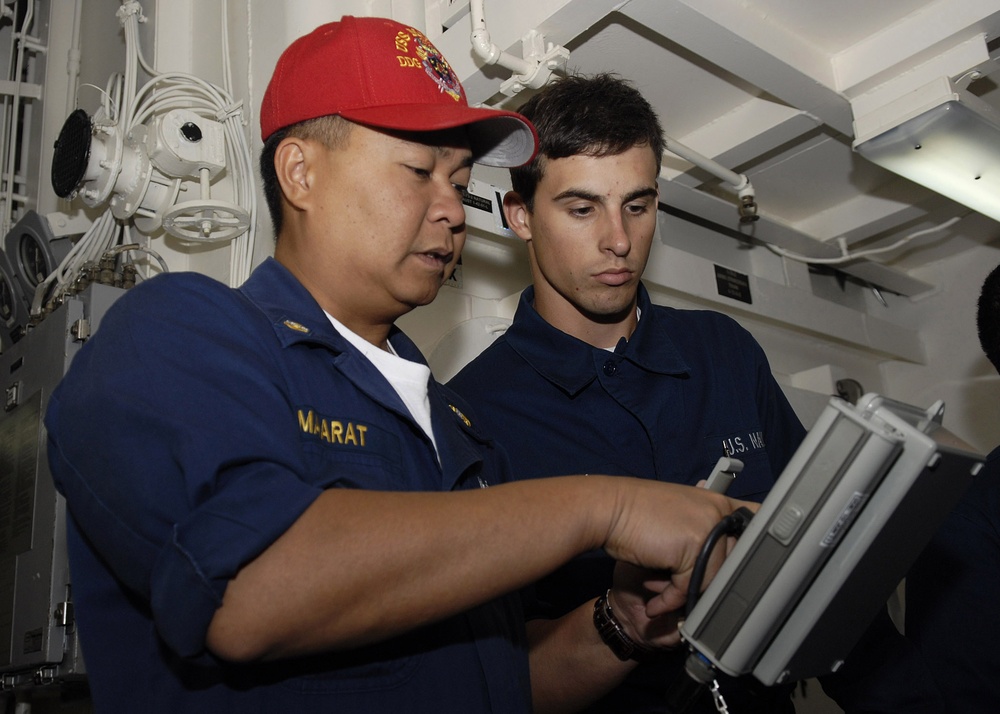 USS Mustin general quarters inspection