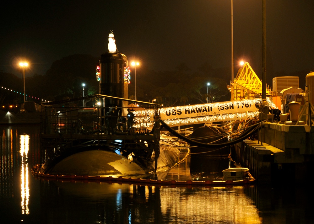 Christmas lights in Pearl Harbor