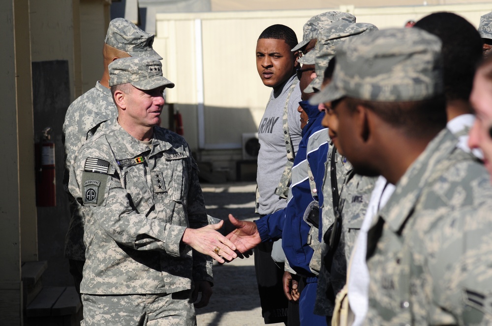 Caldwell Visits Camp Alamo and Camp Phoenix on Christmas Day