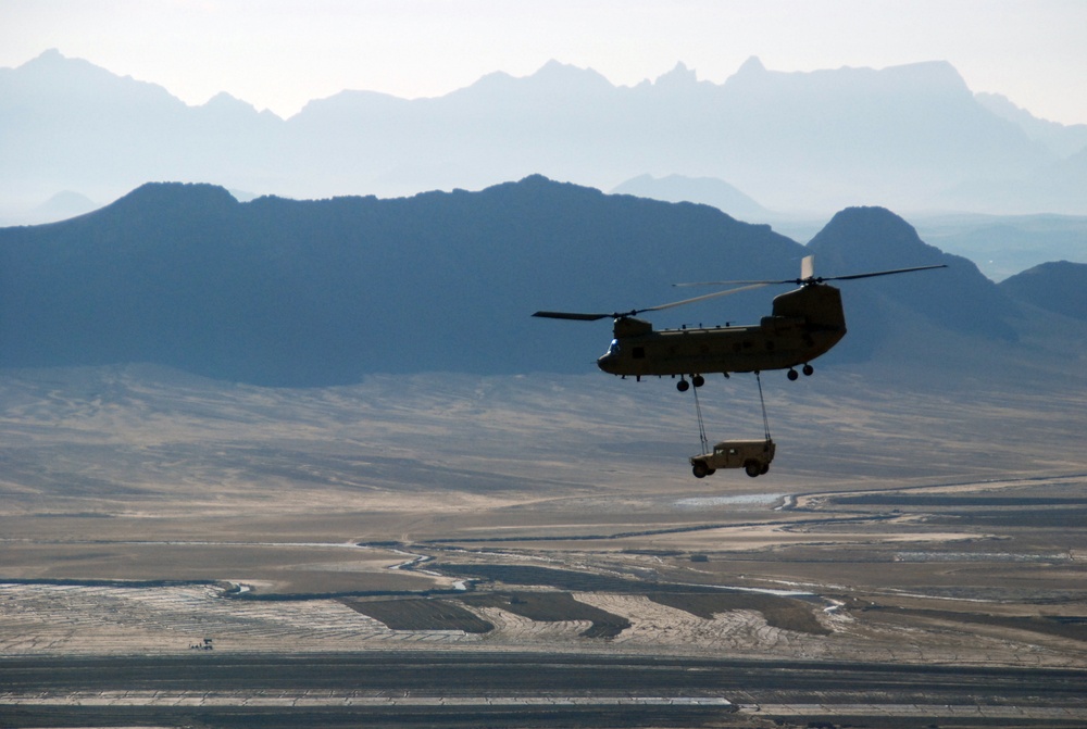 CH-47F Chinook helicopters and UH-60 Blackhawk helicopters over Christmas weekend