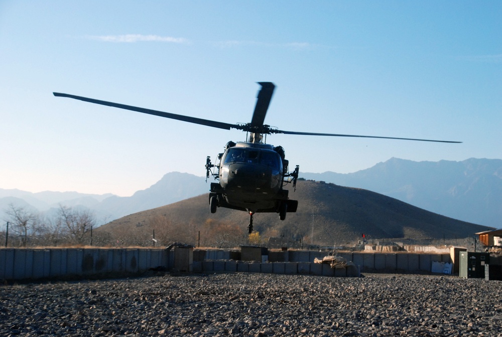 CH-47F Chinook helicopters and UH-60 Blackhawk helicopters over Christmas weekend