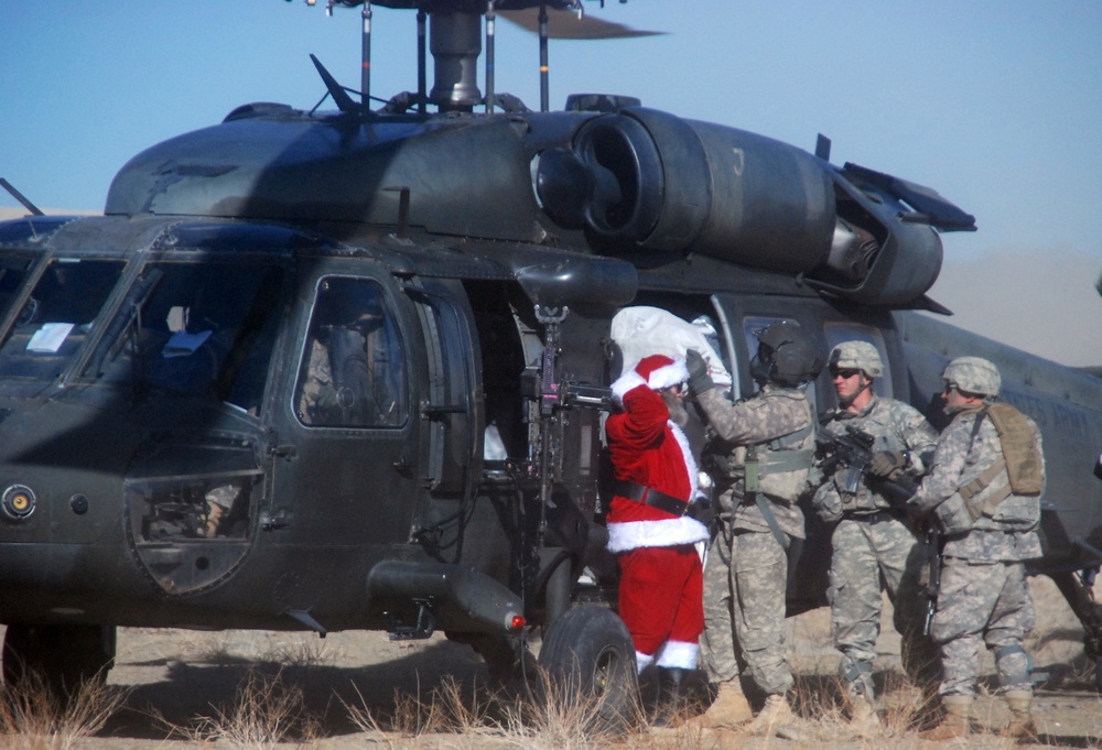 CH-47F Chinook helicopters and UH-60 Blackhawk helicopters over Christmas weekend