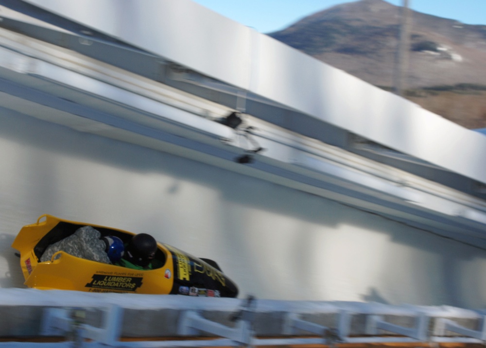 Army National Guard Soldiers Race Bobsleds with NASCAR and Drag Racing Drivers at Lake Placid