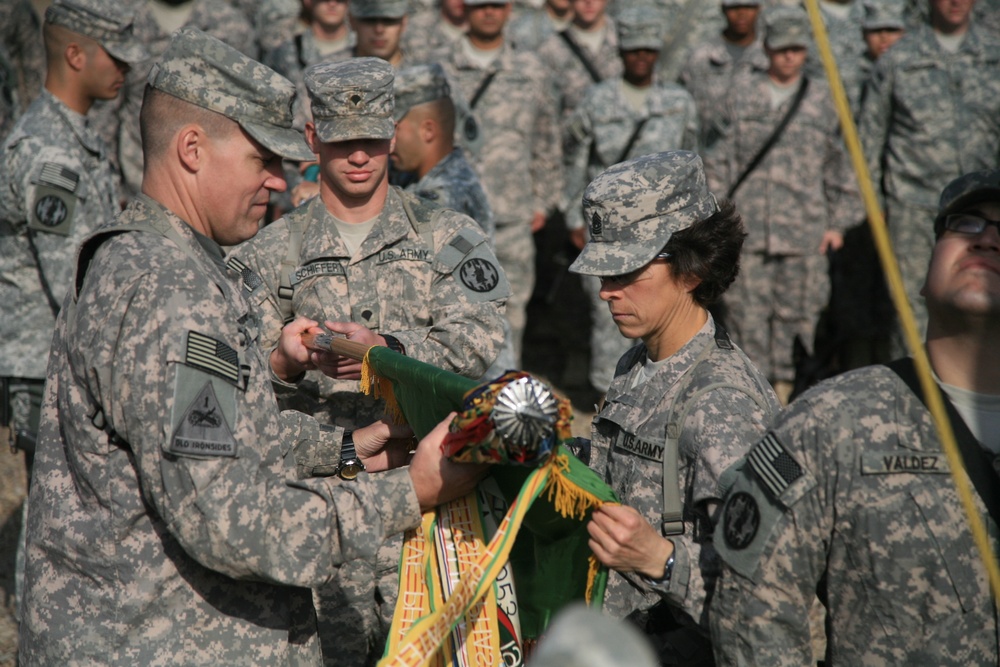 93rd MP Battalion 'War Eagles' case colors and prepare to fly home