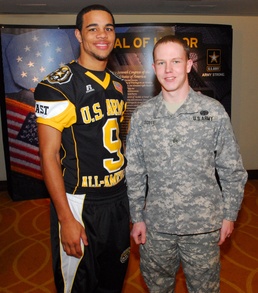 North Carolina Football Player, Fort Riley Soldier Team-up for U.S. All American  Bowl