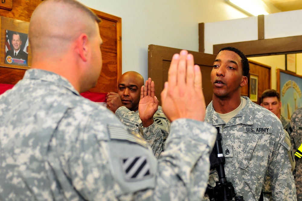 1st Advise and Assist Brigade Re-Enlists First Soldier of Their Deployment
