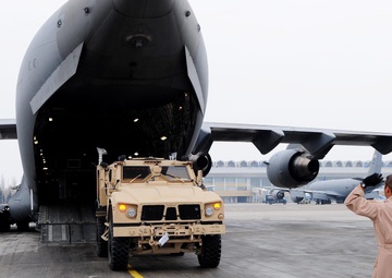 M-ATVs transit Kyrgyzstan on their way downrange