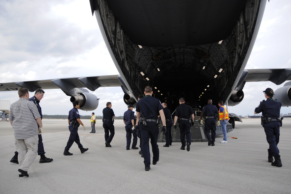 Earthquake evacuees arriving at Orlando-Sanford International Airport