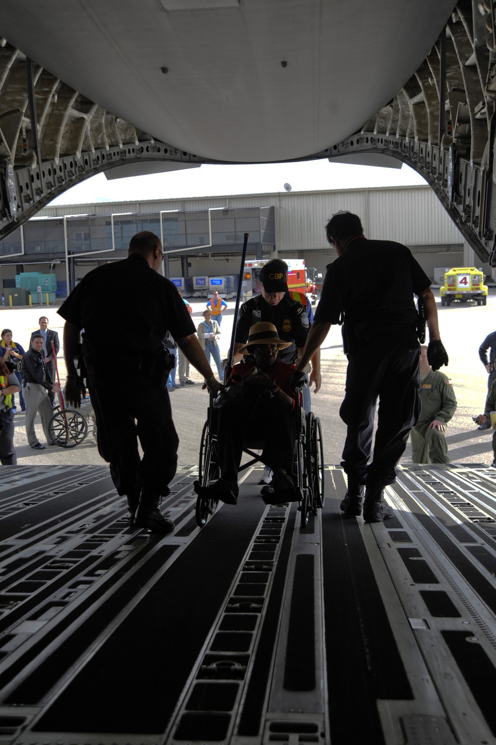 Earthquake evacuees arriving at Orlando-Sanford International Airport