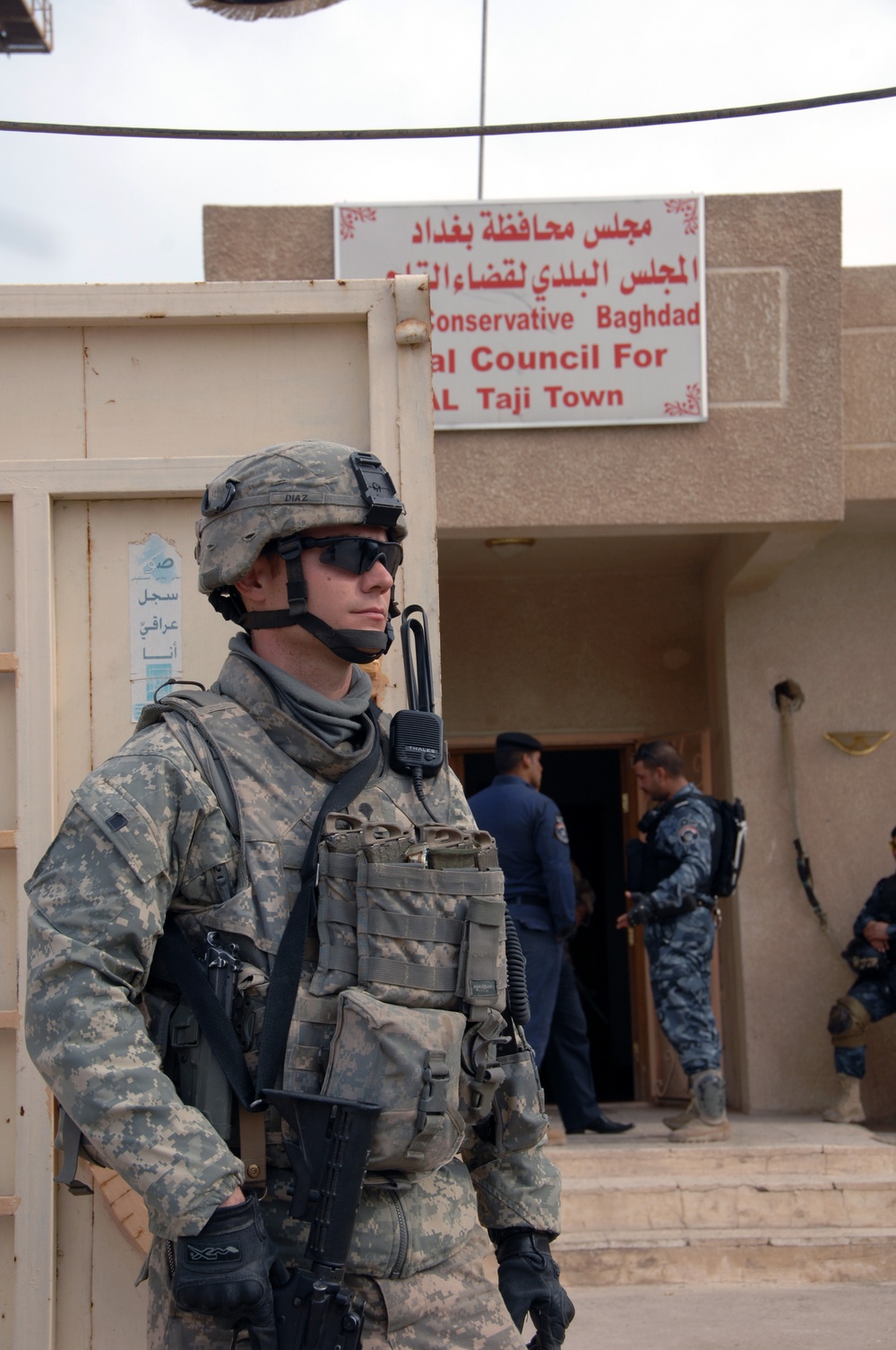 Soldier pulls security