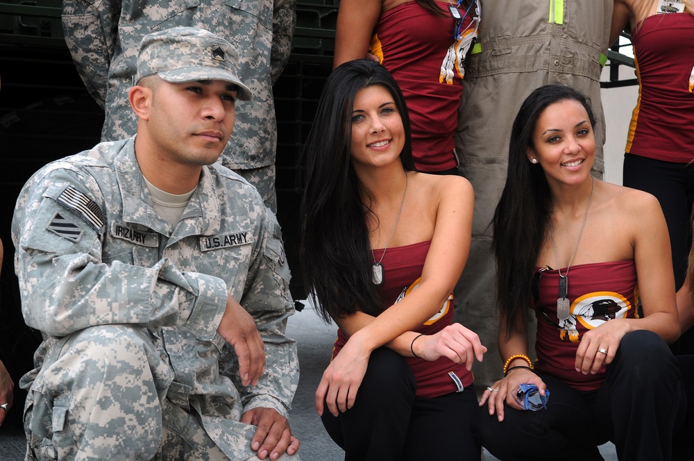 Redskins Cheerleaders Boost Troop Spirits