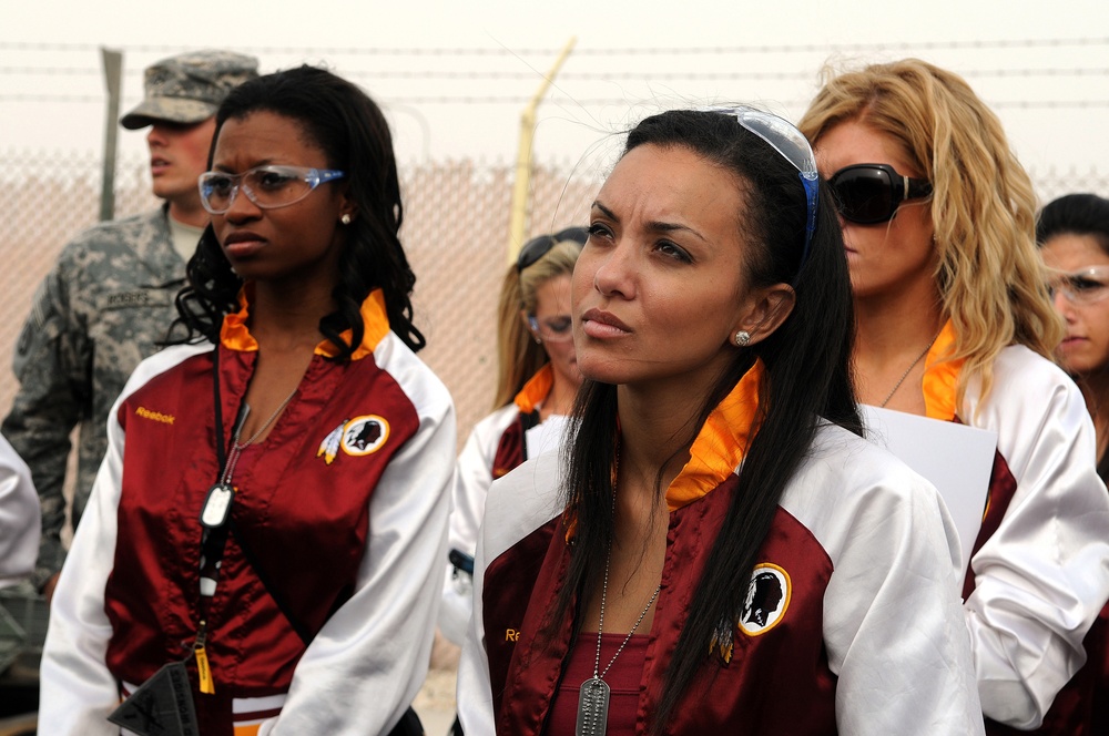 Redskins Cheerleaders Boost Troop Spirits