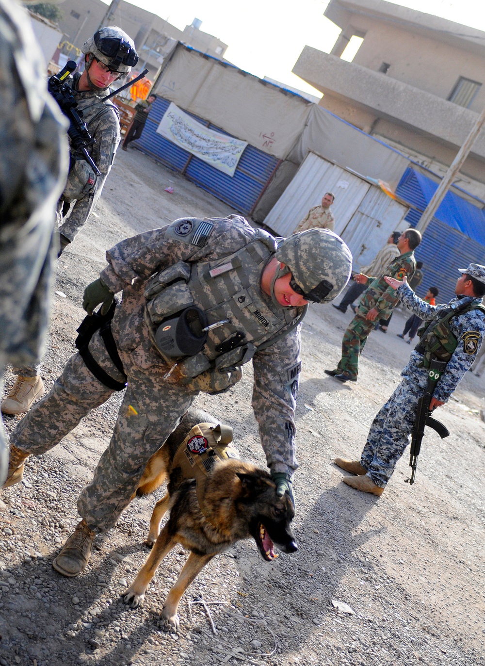 ISF uses U.S. dog team for foot patrol in Baghdad