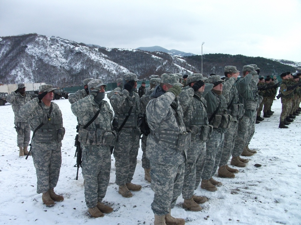 U.S. KFOR Soldiers hand over responsibility of Camp Nothing Hill to Italian force