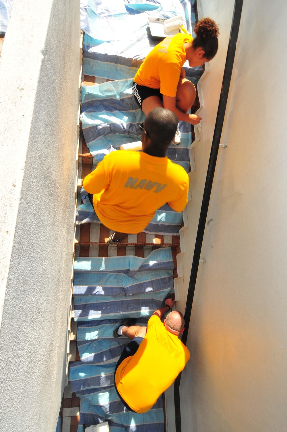 Sailors work in Malaysia