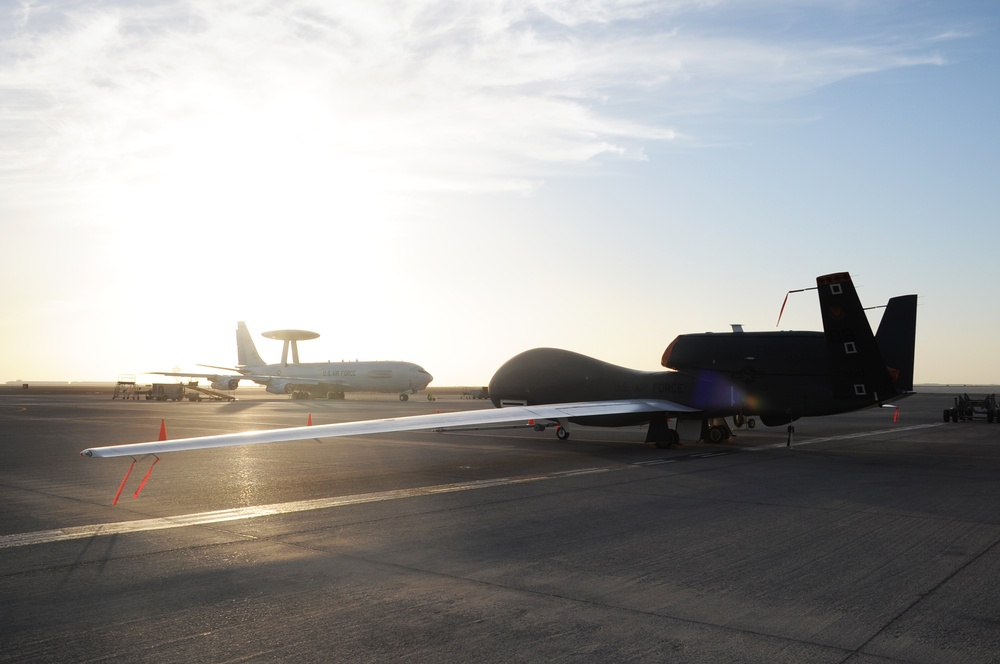 380th Air Expeditionary Wing Aircraft - RQ-4 Global Hawk and E-3 Sentry