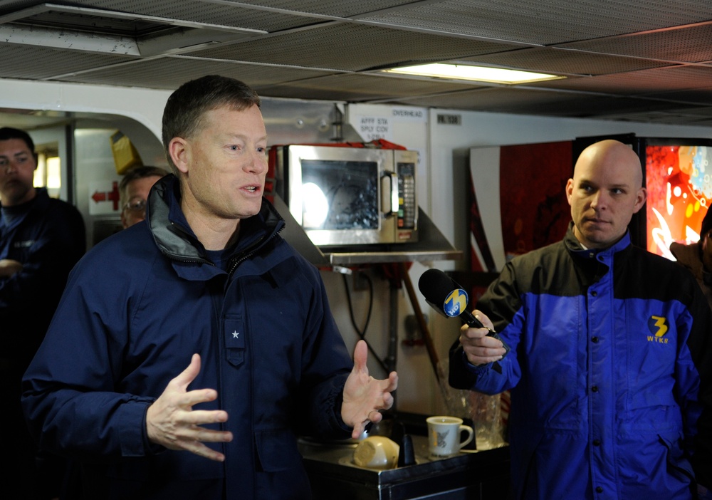 Rear Adm. James Watson Speaks to CGC Forward Crew at Homecoming
