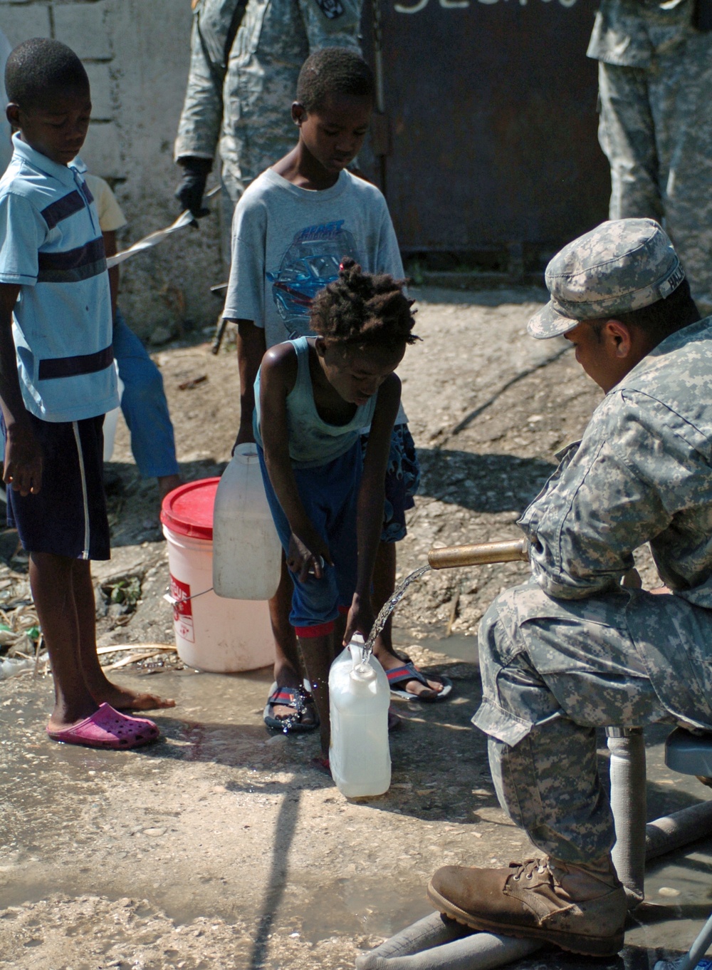 Soldiers bring fresh, clean water to Haiti