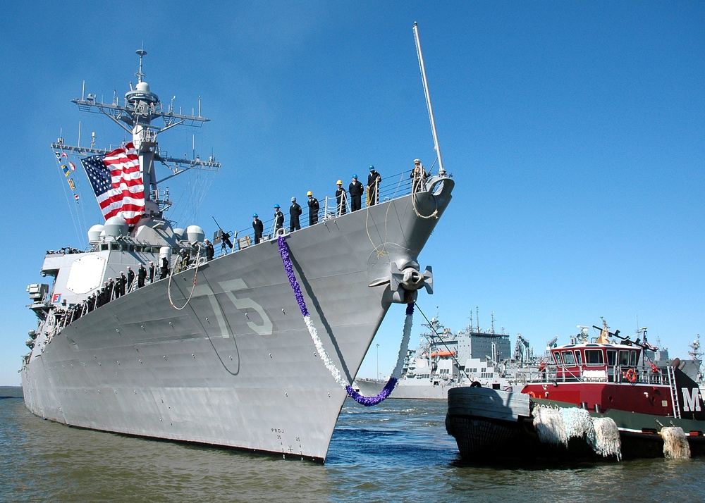 USS Donald Cook Arrives At Naval Station Norfolk