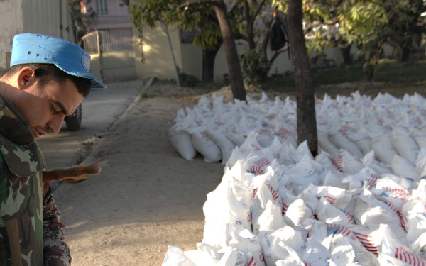 An Aid Distribution Point In Port-au-Prince, Haiti