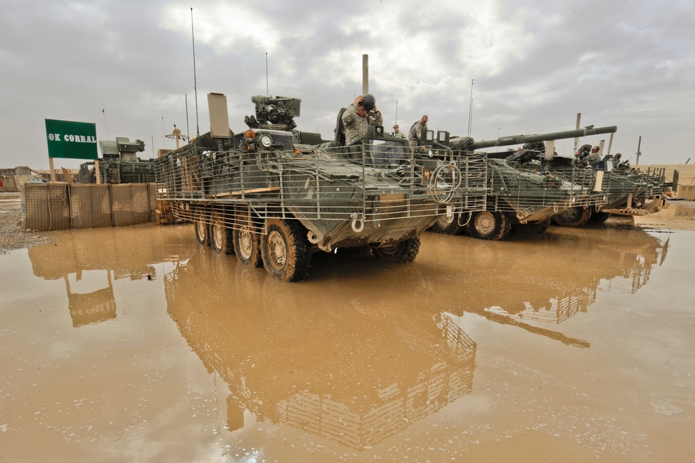 Soldiers dismount vehicles