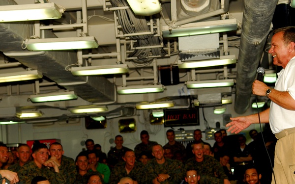 the USO Comics on Duty tour aboard USS Bataan