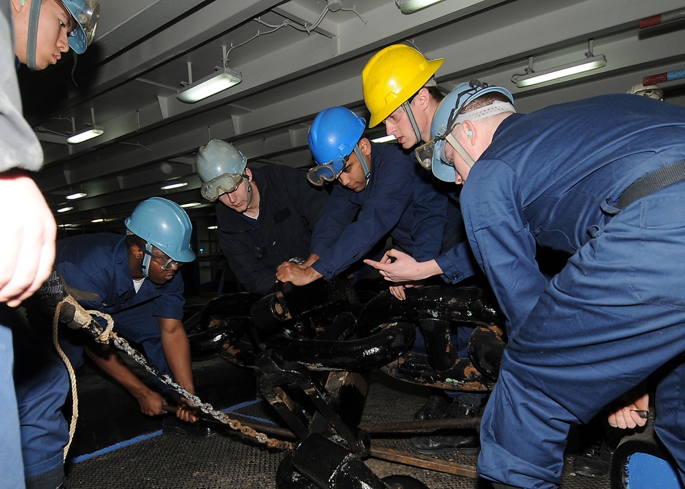 Sailors aboard USS George Washington