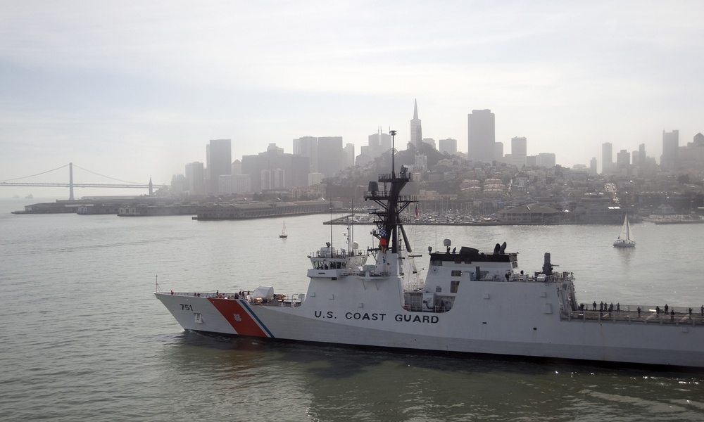 Coast Guard Cutter Waesche Transits San Francisco Bay