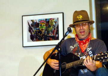 Country musician Big Kenny performs for troops in Haiti